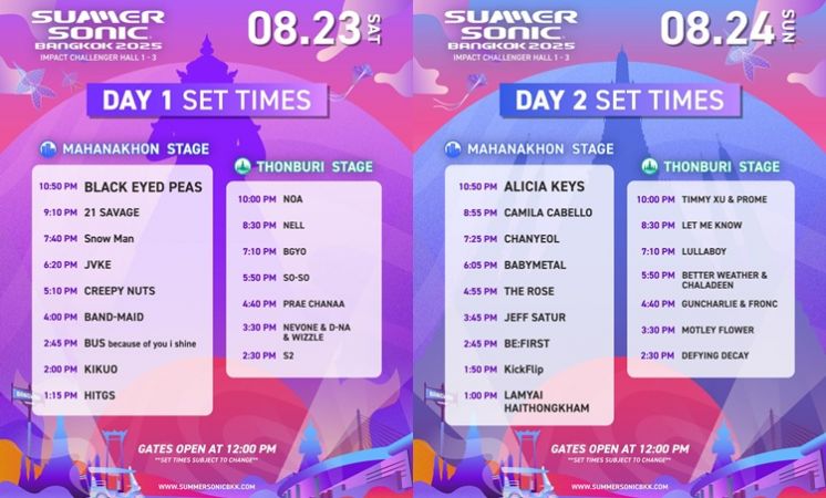 SUMMER SONIC BANGKOK พร้อมเดือดแล้ว! 2 วัน 2 เวที!  23-24 สิงหาคม 2568 นี้